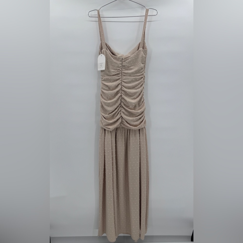 NWT Rumer Beige Dress- Delilah Ruched Maxi - Picture 6 of 8